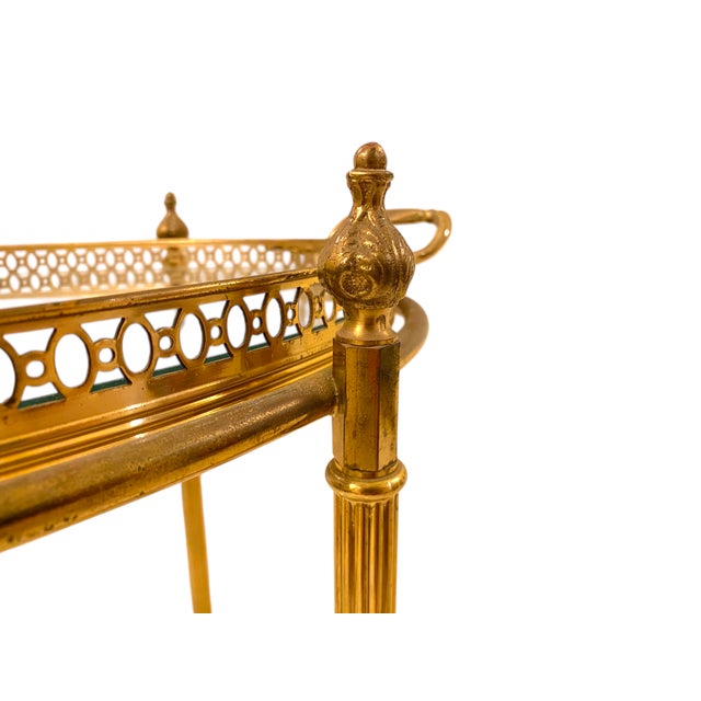 Brass Maison Jansen Attributed Brass Bar Cart Vintage French Mid-Century Modern Hollywood Regency For Sale - Image 8 of 13