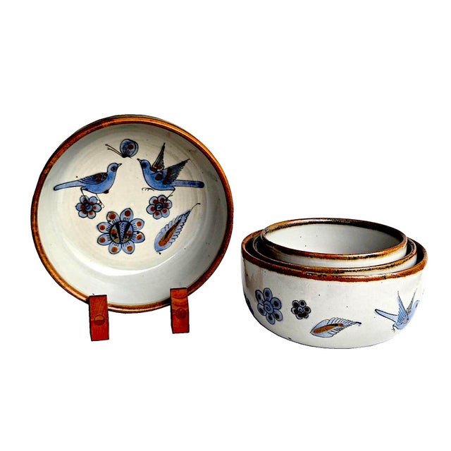 Vintage Set of Tonala El Palomar Blue Serving Bowls by Ken Edwards Pottery, 4 Pieces For Sale - Image 11 of 17