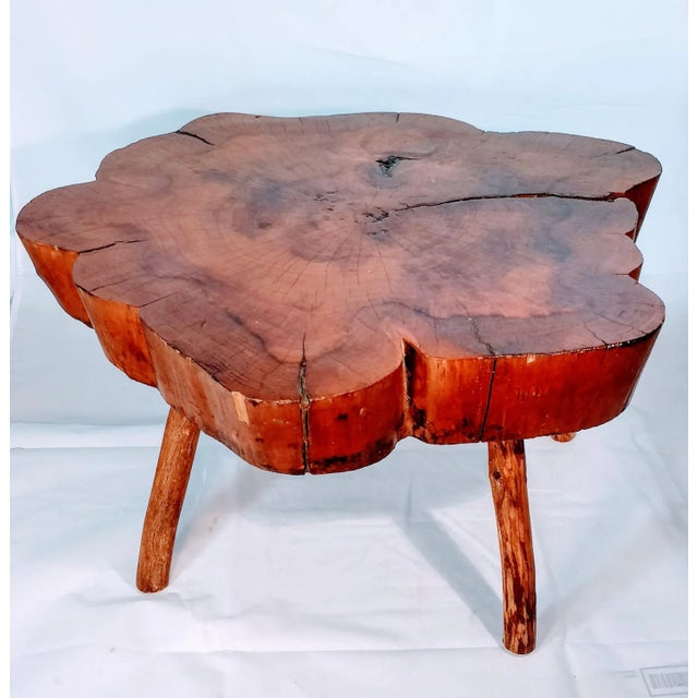 1960s Boho Chic Live Edge Cypress Side Table Chairish