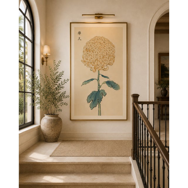 Paper Chrysanthemum by Keika Hasegawa, Vintage Japanese Botanical Art Print, 36" X 54" For Sale - Image 7 of 9