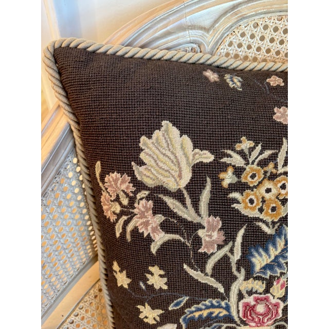 Vintage Embroidered Floral Bouquet Pillow For Sale - Image 4 of 9