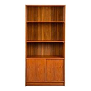 Mid-Century Teak Hutch Bookcase Cabinet For Sale