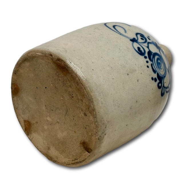 Unusual Antique American Blue Flower Decorated 2 Gallon Jug With Otsego New York Stoneware Merchants Name & Info Circa 1870s For Sale - Image 15 of 18