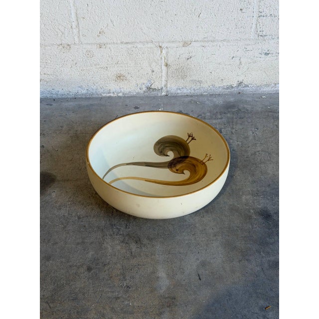 1960s Mid-Century Modern Large Serving Bowl Hand Painted Birds Søholm Keramik Denmark For Sale - Image 10 of 10