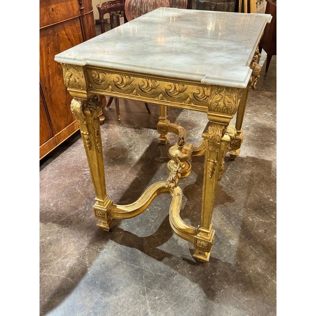 Gold 19th C. French Louis XV Giltwood Console For Sale - Image 8 of 9