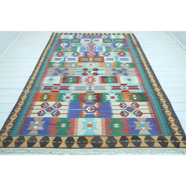 Mid-Century Modern Vintage Afion Flat Weave Rug For Sale - Image 3 of 13
