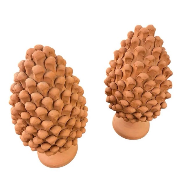 2000 - 2009 Pair of Hand-Finished Terracotta Pine Cone Finials For Sale - Image 5 of 12