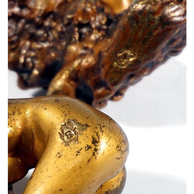 Gold Bronze Faun with Female Nude from Franz Bergmann, 1920s For Sale - Image 8 of 9