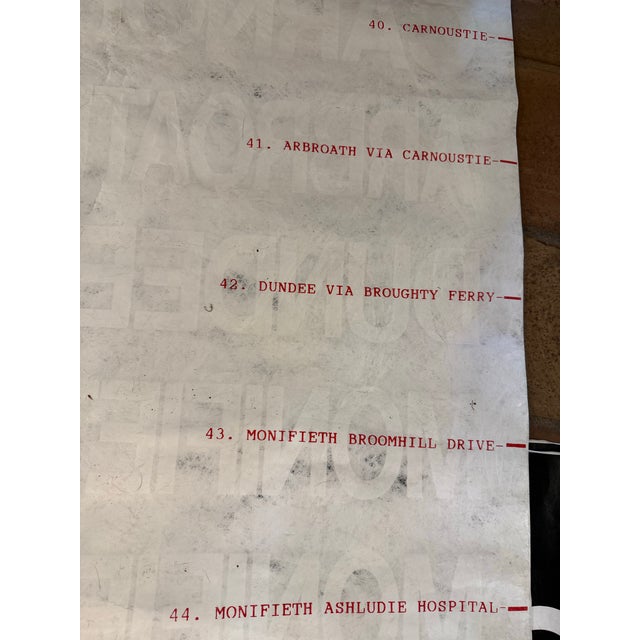 Black Black and White Monumental Vintage 1990’s Scottish Transportation Bus Destination Roll Sign For Sale - Image 8 of 12