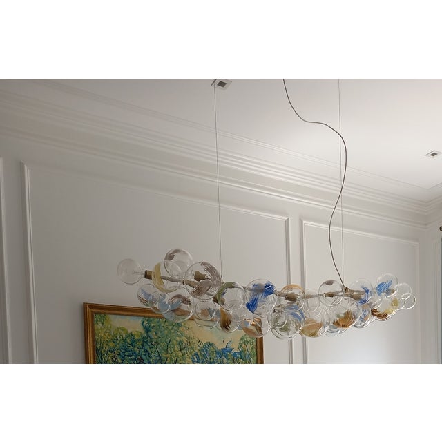 2010s Custom Chandelier Glass-Blown Hand-Painted With Gold For Sale - Image 5 of 5