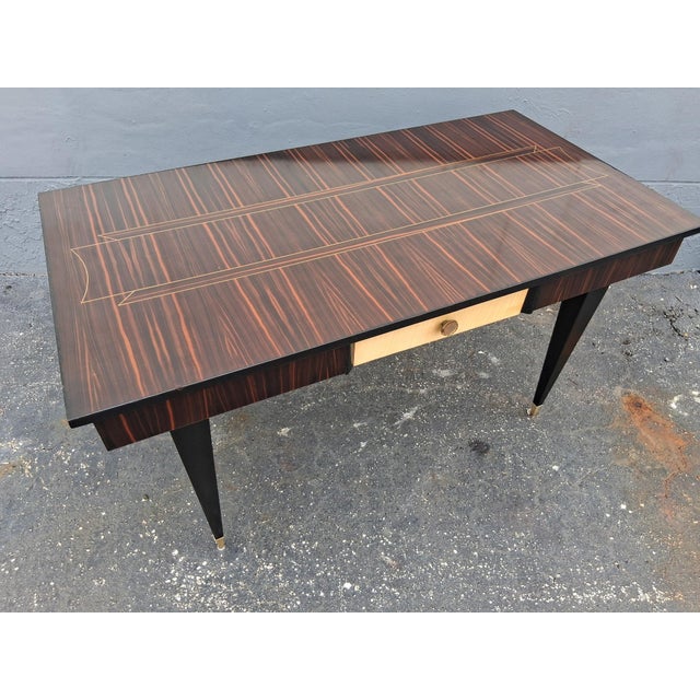 Art Deco 1960's French Art Deco Style Exotic Macassar Ebony Writing Desk For Sale - Image 3 of 12