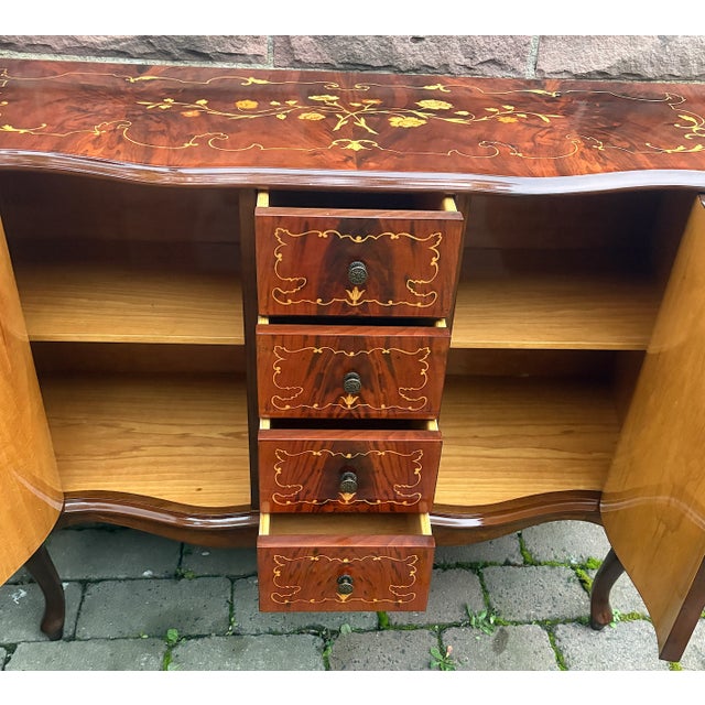 Inlaid Wood Chest of 4 Drawers, 1970s For Sale - Image 9 of 13