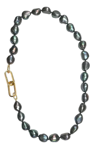 Tahiti Freshwater Pearl Necklace, (Peacock Black)