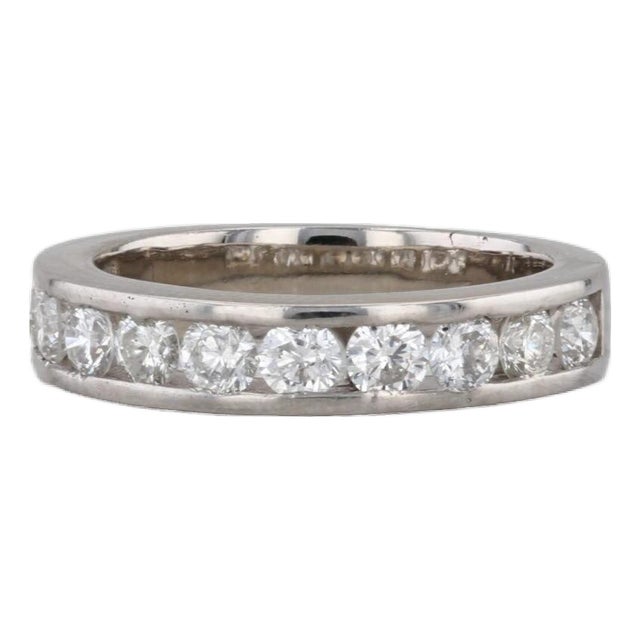 1ctw Diamond Wedding Band 14k White Gold Size 4.75-5 Stackable Anniversary Ring For Sale