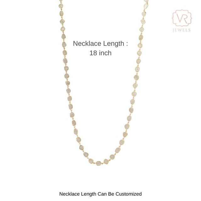 White 18k Yellow Gold 4.27ct Natural Uncut Diamond Slice Station Necklace 18 Inches For Sale - Image 8 of 14
