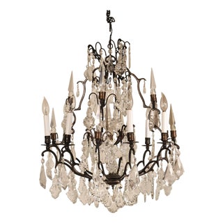 Versailles Style Crystal And Bronze Chandelier For Sale
