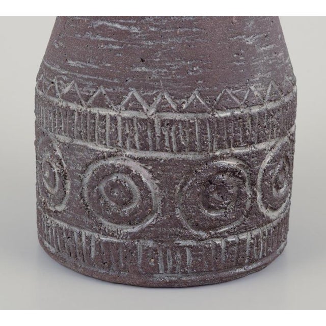Elsi Bourelius (1909-2001), Swedish ceramicist. Ceramic vase. Unglazed with a geometric pattern. Model 460. 1960s/70s....