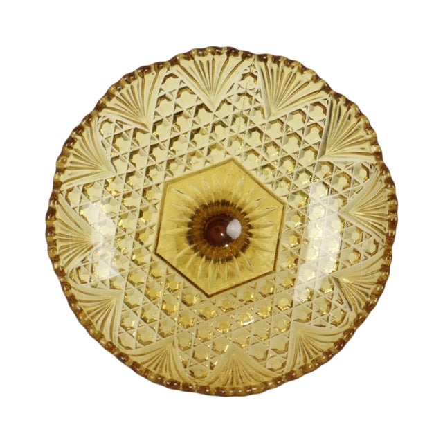 Art Deco Amber Glass Fruit Bowl For Sale - Image 8 of 14