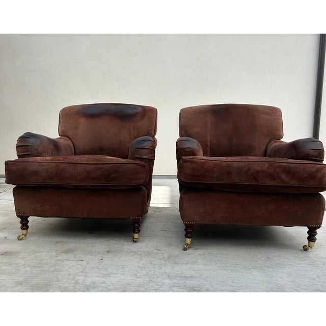 A beautiful and highly desirable pair of authentic George Smith club chairs, custom ordered and purchased new in 1999....