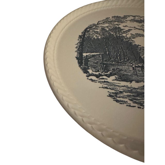Royal Blue Vintage Ceramic Plate Titled 'Gathering Ice' by Royal China Company For Sale - Image 8 of 8