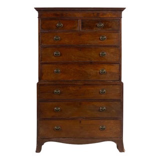 Antique Early 19th C George III Mahogany Highboy Chest-on-Chest For Sale