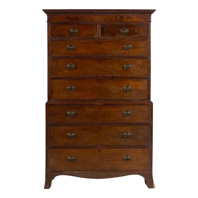 Antique Early 19th C George III Mahogany Highboy Chest-on-Chest For Sale