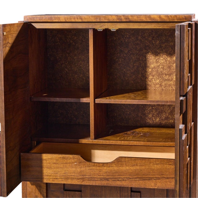 Wood Lane Staccato Brutalist Mid Century Walnut Armoire Dresser For Sale - Image 7 of 11