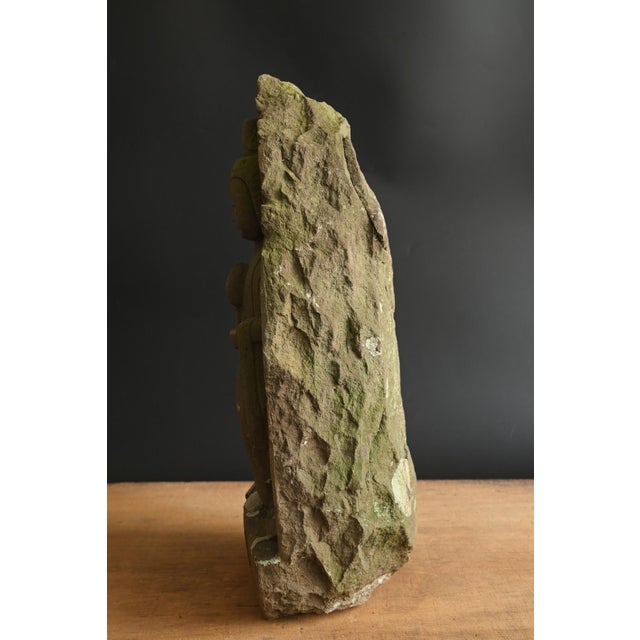 Antique Edo Period Stone Kannon Statue / Made in 1710 / Garden Decoration For Sale - Image 12 of 18