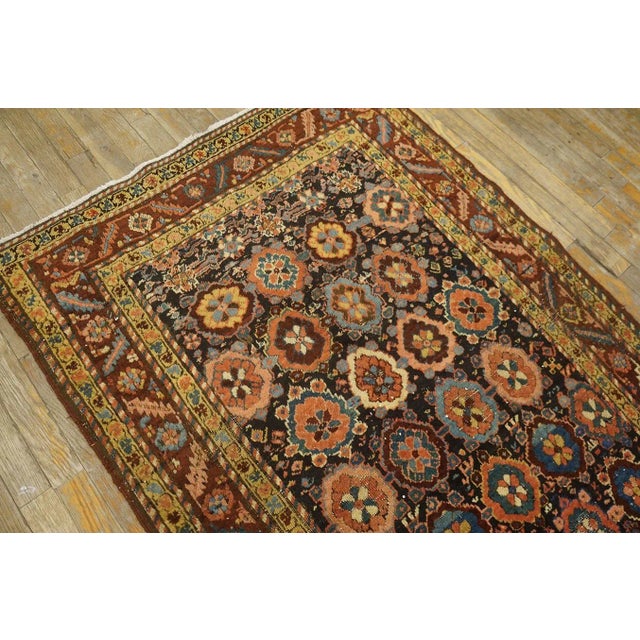 Textile 1880s Red Maroon Geometric Tribal Antique Nw Persian Bakshaiesh Runner Carpet 3'4'' X 11'8'' Knotted Wool Rug For Sale - Image 7 of 12