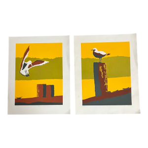 1980’s 2 Original Seagull Lithographs “Touchdown “ & “At Rest” Signed Dan Cake