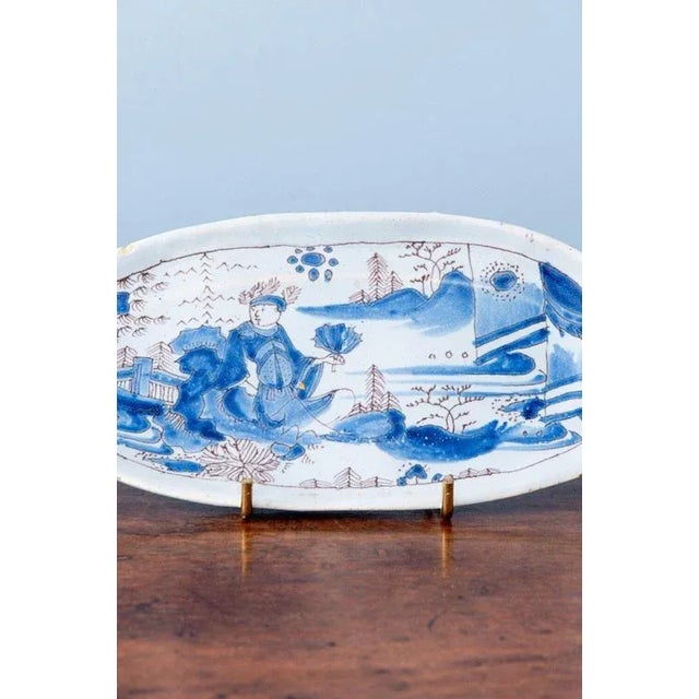 Blue and White Chinoiserie Tray from Nevers Faience For Sale - Image 4 of 10