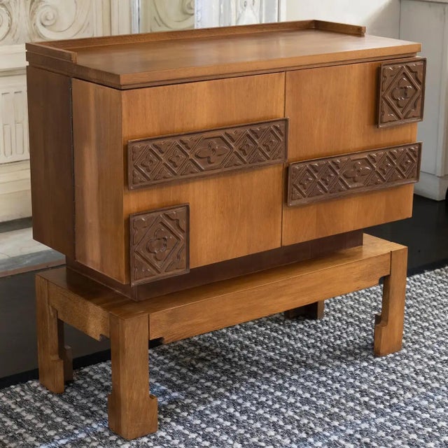 Wood 1960s Italian Walnut Low Bar Cabinet For Sale - Image 7 of 10