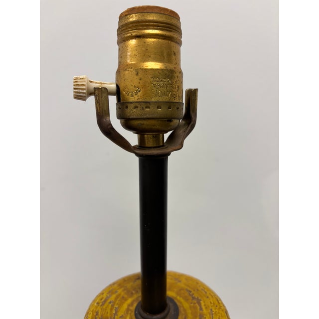 Chestnut Italian 1960's Amber and Green Etched Pottery Lamp Attributed to Bitossi For Sale - Image 8 of 10