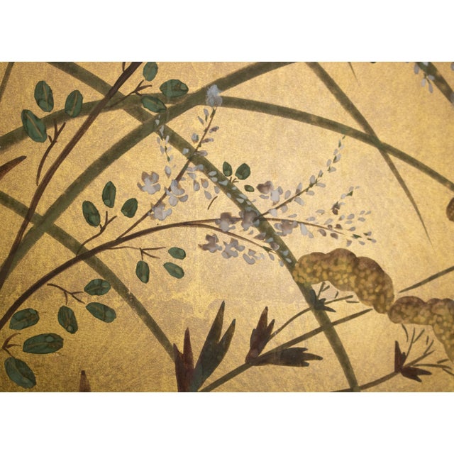 1960s Shōwa Era Japanese Painted Byobu Screen "Chrysanthemums" For Sale - Image 9 of 18