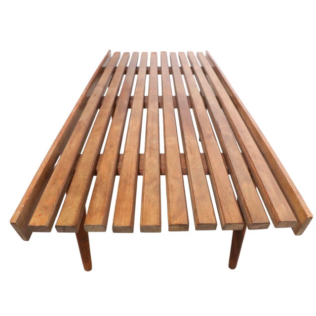 Mid Century Slat Bench Coffee Table Made in Yugoslavia C 1950/1960's For Sale - Image 12 of 13