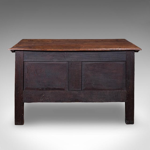 Early 18th Century Antique Coffer, English, Oak, Linen Chest, Bay Window Seat, Early Georgian, 1720 For Sale - Image 5 of 12
