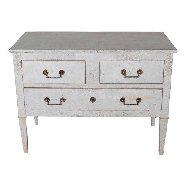 French Painted Chest of Drawers with Brass Pulls, circa 1920 For Sale