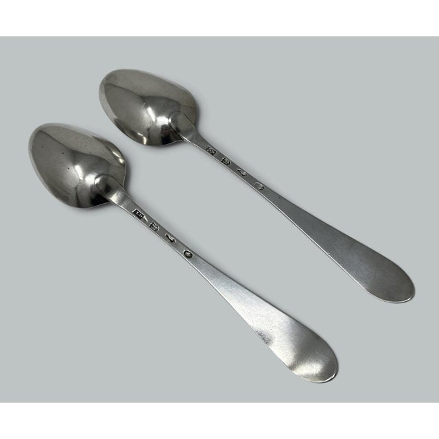 Antique Pair Irish Dublin Sterling Silver Serving Gravy Spoons John Pittar 1780 For Sale - Image 4 of 7