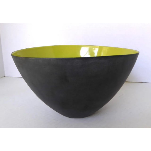 Danish Mid Century Modern large Krenit Salad Serving Bowl in Lime green designed by Herbert Krenchel and retail by Torben...
