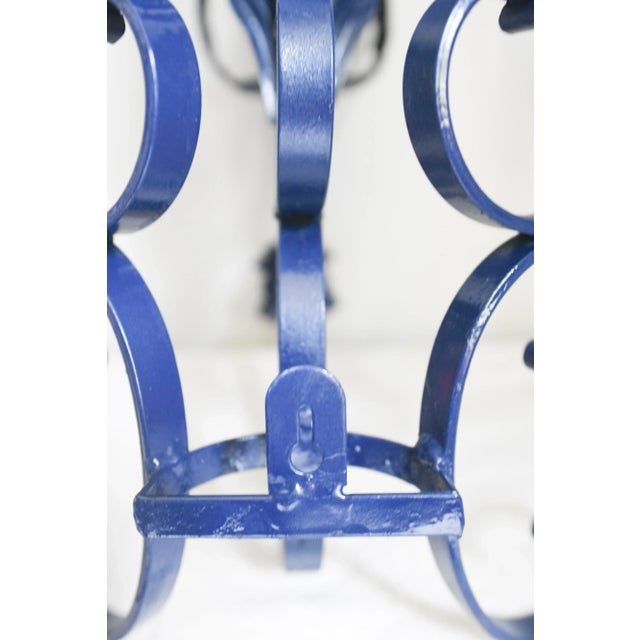 1960s Vintage Outdoor Porch Bretaine Navy Blue Reticulated Candelabra Candle Sconce For Sale - Image 10 of 11