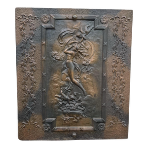 French Art Nouveau Cast Iron Allegorical Maiden Architectural Wall Plaque, Circa 1900–1930