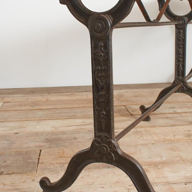 Antique French Wrought Iron Bistro Table with Wooden Top, 1890s For Sale - Image 8 of 13