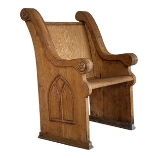 1880s Antique Primitive Oak Church Pew Small Mudroom Bench For Sale