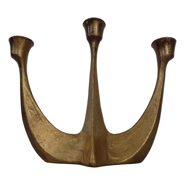 Brutalist Austrian Bronze Candleholder, 1960s For Sale
