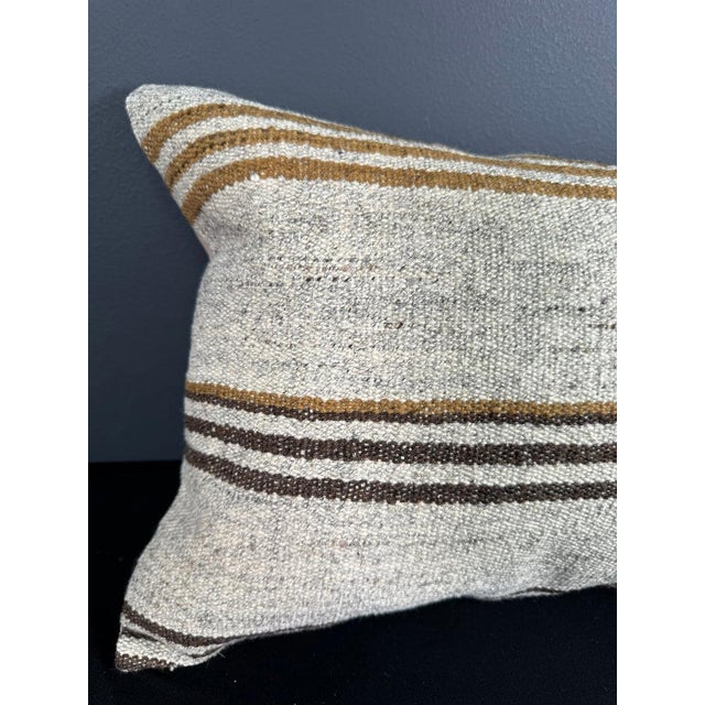 Contemporary Turkish Hemp Pillow Cushion Natural Beige Brown Pillow Cushion Cover 16" x 24" For Sale - Image 3 of 4
