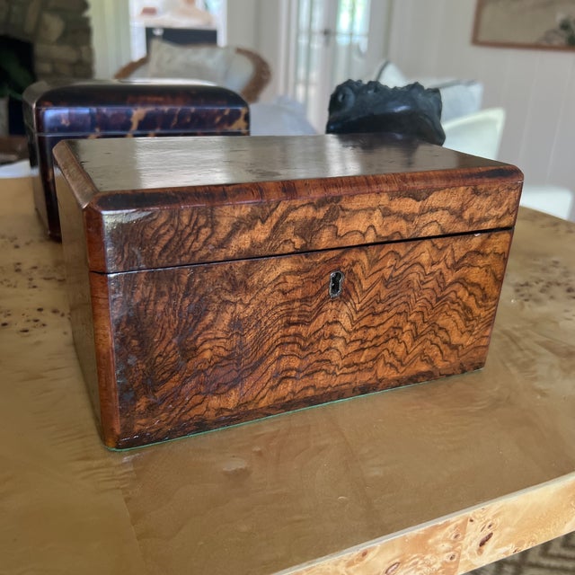 English Antique English Walnut Tea Caddy For Sale - Image 3 of 9