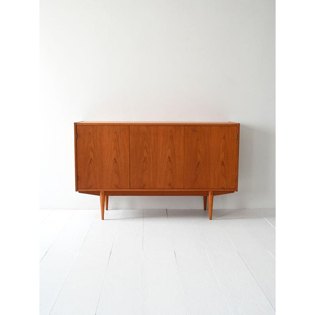 Scandinavian Teak Highboard with Triple Compartment, 1960s For Sale - Image 11 of 11