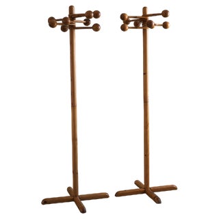 Vintage Danish Coat Stands in Pine, 1970s, Set of 2 For Sale