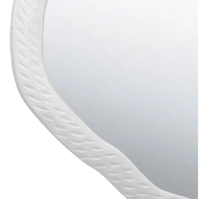 Worlds Away Matthew Izzo Home Cadence White Metal Round Wall Mirror For Sale - Image 4 of 5