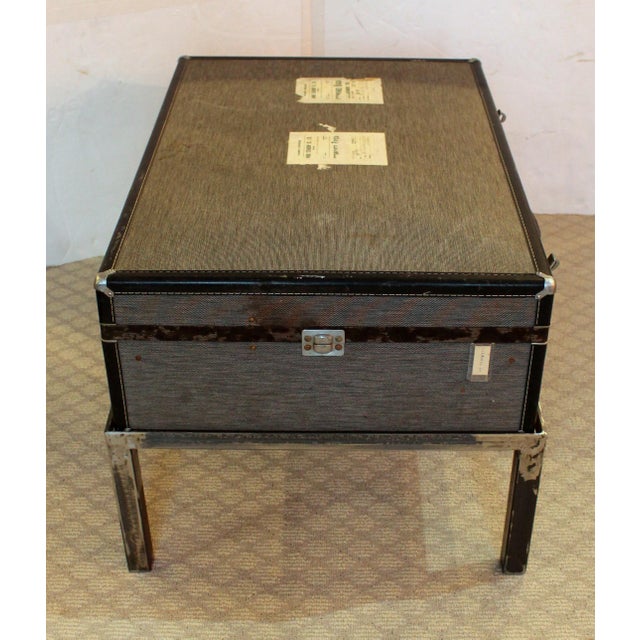 Hartmann Luggage Co. C. 1950s Hartmann Skymate Suitcase on Custom Coffee Table Height Stand For Sale - Image 4 of 10